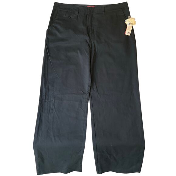 Merona Women Pants size 14 Black Mid Rise Stretch Wide Leg Nano-Tex Technology - Picture 1 of 9